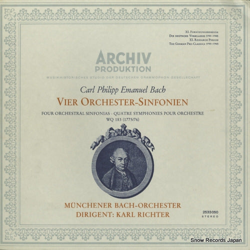 RICHTER, KARL c.p.e.bach; four orchestral sinfonias 2533050