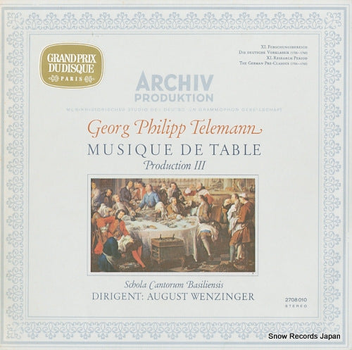 WENZINGER, AUGUST telemann; musique de table production 3 2708010