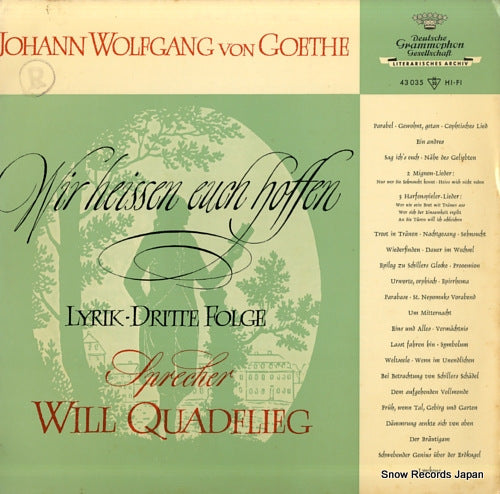 QUADFLIEG, WILL johann wolfgang von goethe "wir heissen euch hoffen" 43035LPMS
