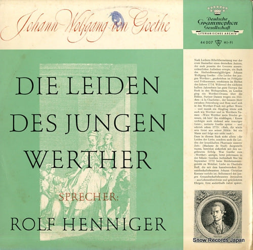 HENNIGER, ROLF die leiden des jungen werther LPEMS44007