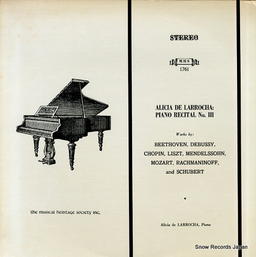 LARROCHA, ALICIA DE piano recital 3 MHS1761