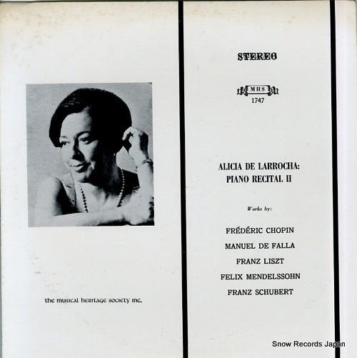 LARROCHA, ALICIA DE piano recital 2 MHS1747