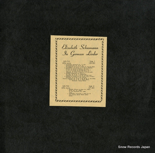 SCHUMANN, ELISABETH elisabeth schumann in german lieder SID-722