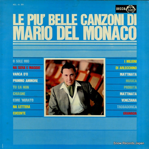 DEL MONACO, MARIO le piu' belle canzoni di mario del monaco ACL-N251