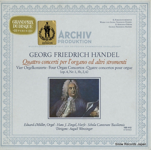 WENZINGER, AUGUST handel; quattro concerti per l'organo ed altri stromenti 198410