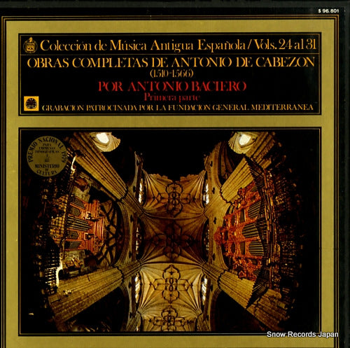 BACIERO, ANTONIO obras completas de antonio de cabezon S90.071 / S96.801