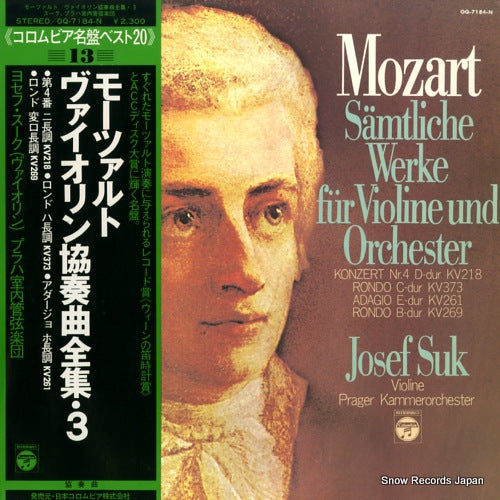 SUK, JOSEF mozart; samtliche werke fur violine und orchester OQ-7184-N