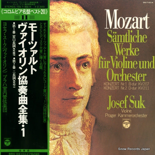 SUK, JOSEF mozart; samtliche werke fur violine und orchester OQ-7182-N
