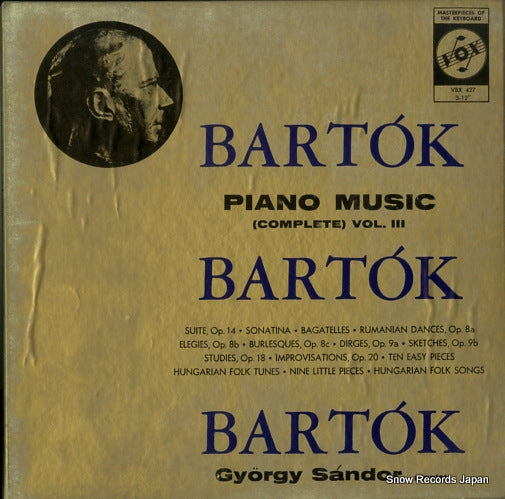 SANDOR, GYORGY bartok; piano music vol.iii VBX427