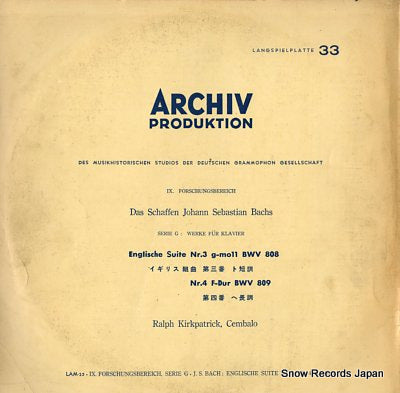 KIRKPATRICK, RALPH bach; englische suite nr.3 g-moll bwv.808 LAM-25