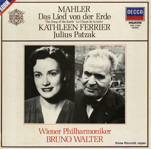 WALTER, BRUNO mahler; das lied von der erde LPXL31251