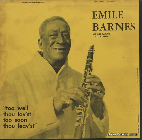 BARNES, EMILE too well thou lov'st too soon thou leav'st I-LP-13 / JCES-23