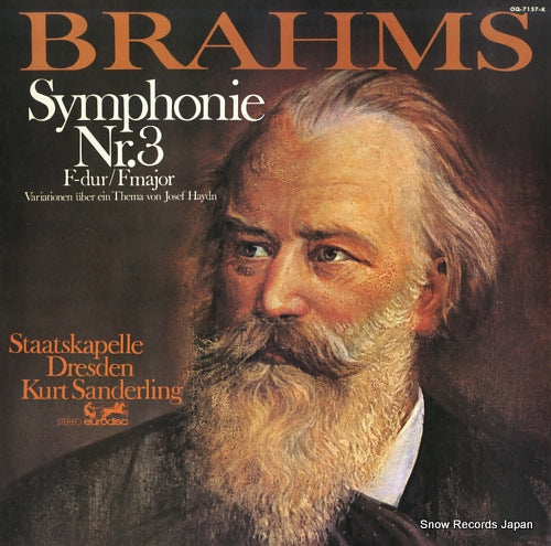 SANDERLING, KURT brahms; symphonie nr.3 f-dur op.90 OQ-7157-K