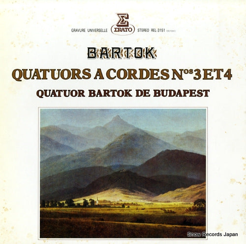 QUATUOR BARTOK DE BUDAPEST bartok; quatuors a cordes nos 3 et 4 REL-3151