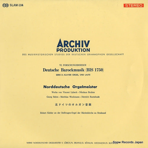 KOBLER, ROBERT norddeutsche orgelmeister SLAM-104