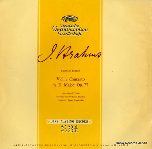 OISTRACH, DAVID brahms; violin concerto in d major op.77 LGM-16