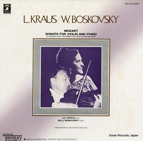 KRAUS, LILI, AND WILLI BOSKOWSKY mozart; violin sonatas (vol.3) EAC-30136