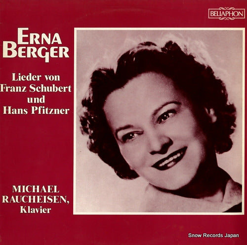 BERGER, ERNA lieder von franz schubert und hans pfitzner 630.01.002