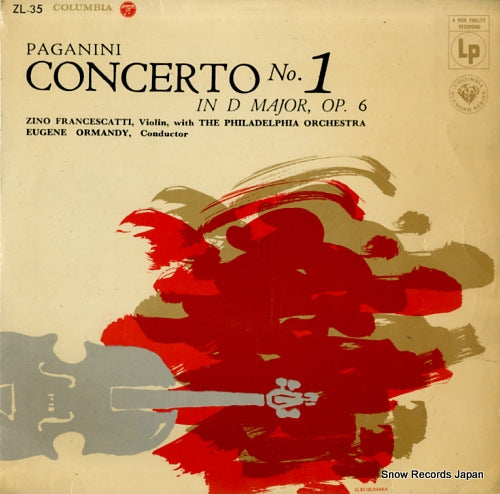 ORMANDY, EUGENE paganini; concerto no.1 in d major, op.6 ZL-35