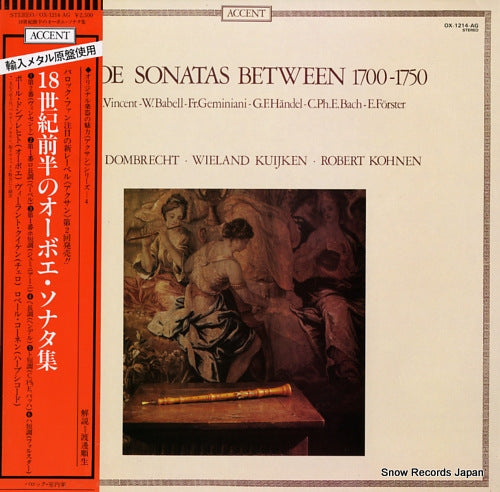 DOMBRECHT, PAUL, WIELAND KUIJKEN, AND ROBERT KOHNEN oboe sonatas between 1700-1750 OX-1214-AG