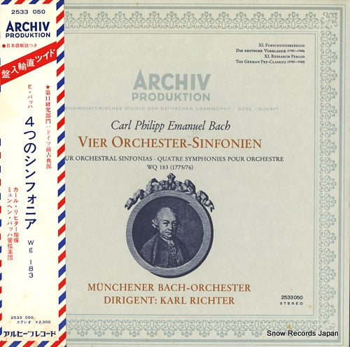 RICHTER, KARL c.p.e.bach; four orchestral sinfonias 2533050