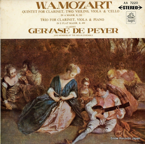 PEYER, GERVASE DE mozart; quintet for clarinet two violins, viola & 'cello in a major, k.581 AA7220