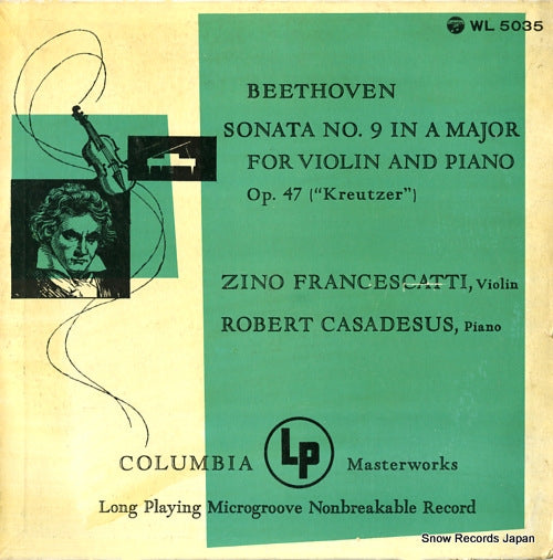 FRANCESCATTI, ZINO / ROBERT CASADESUS beethoven; sonata no.9 in a major for violin and piano op.47 "kreutzer" WL5035