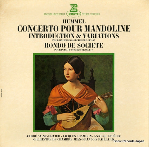 PAILLARD, JEAN-FRANCOIS hummel; concerto pour mandoline STU70700