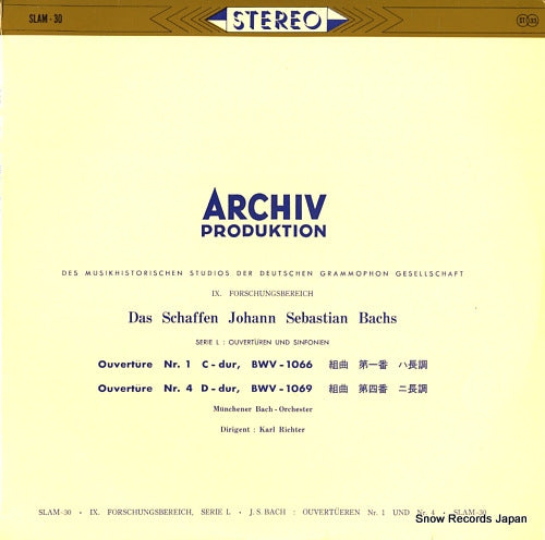 RICHTER, KARL bach; ouverture nr.1 d-dur, bwv-1066 SLAM-30
