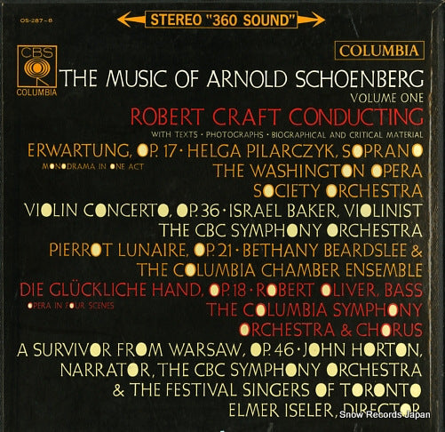 SCHONBERG, ARNOLD schoenberg; the music of arnold schoenberg volume one OS-287-8