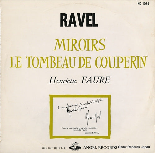 FAURE, HENRIETTE ravel; miroirs / le tombeau de couperin HC1054