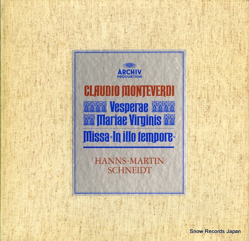SCHNEIDT, HANNS-MARTIN claudio monteverdi; vesperae mariae virginis, missa "in illo tempore" 2723043