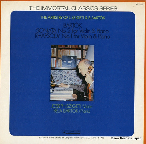SZIGETI, JOSEPH / BELA BARTOK bartok; sonata no.2 for violin & piano MZ5115