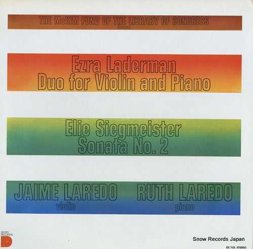 LAREDO, JAIME, AND RUTH LAREDO ezra laderman; duo for violin and piano DC7125