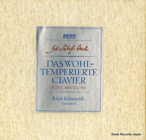 KIRKPATRICK, RALPH bach; das wohltemperierte clavier 2. teil bwv870-893 198446/48