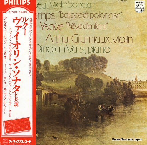 GRUMIAUX, ARTHUR lekeu; sonata for violin and piano in major X-7534