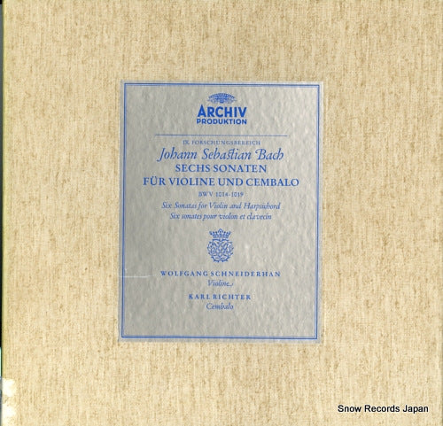 SCHNEIDERHAN, WOLFGANG bach; sechs sonaten fur violine und cembalo 198381/82