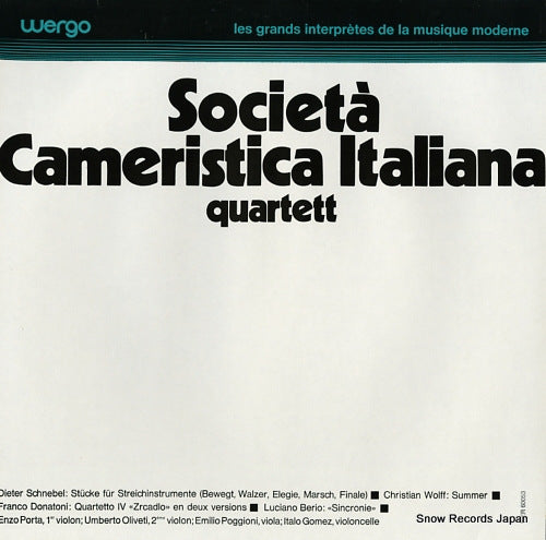 SOCIETA CAMERISTICA ITALIANA QUARTETT societa cameristica italiana quartett WER60053