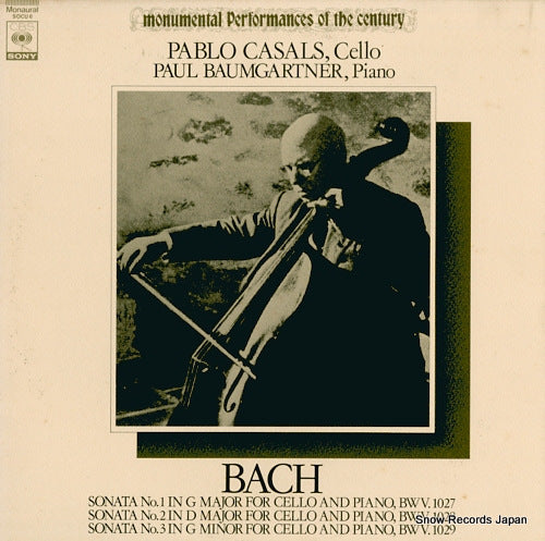 CASALS, PABLO bach; sonata no.1 in g major for cello and piano, bwv.1027 SOCU6