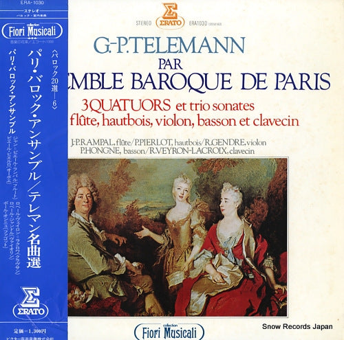 PAR L'ENSEMBLE BAROQUE DE PARIS telemann; 3 quatuors et trio sonates ERA-1030