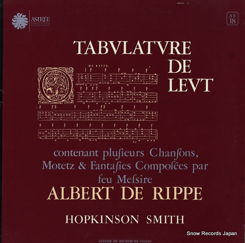 SMITH, HOPKINSON albert de rippe; tabulature de leut AS18