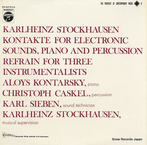 V/A stockhausen;kontakte for electoronic sounds, piano and percussion(1960) OS-2373-CA