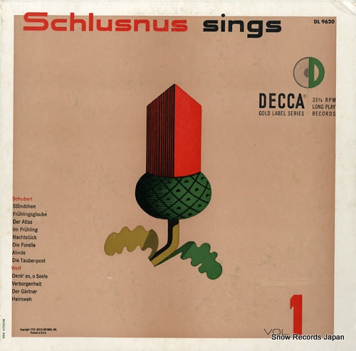 SCHLUSNUS, HEINRICH schlusnus sings volume 1 DL9620