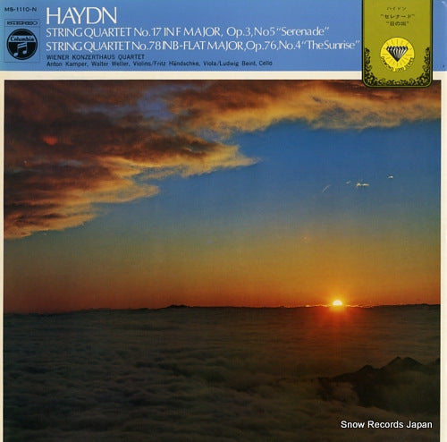 WIENER KONZERTHAUS QUARTETT haydn; string quartet no.17 "serenade", no.18 "the sunrise" MS-1110-N