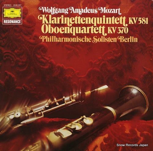 PHILHARMONISCHE SOLISTEN BERLIN mozart; klarinettenquintett kv581 2535287