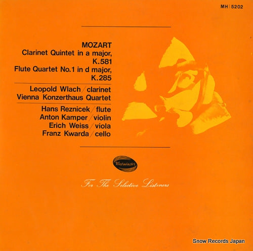 WLACH, LEOPOLD / VIENNA KONZERTHAUS QUARTET mozart; clarinet quintet in a major MH-5202
