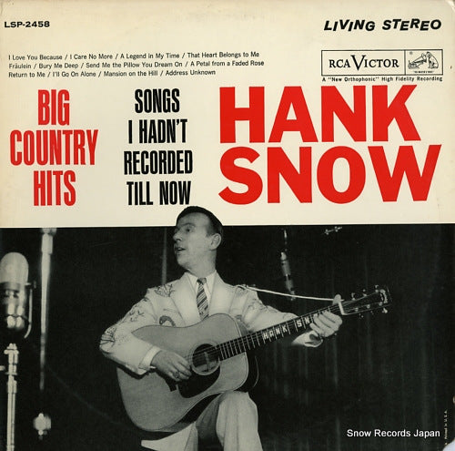 SNOW, HANK big country hits / songs i hadn't recorded till now LSP-2458