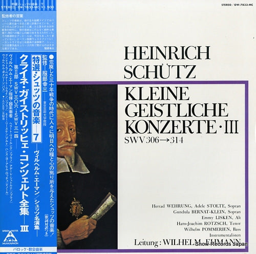 EHMANN, WILHELM schutz; kleine geistliche konzerte iii swv306-314 OW-7833-MC