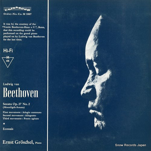 GROSCHEL, ERNST (PIANO) beethoven; sonata op.27 no.2 (moonlight sonata) SM1007E