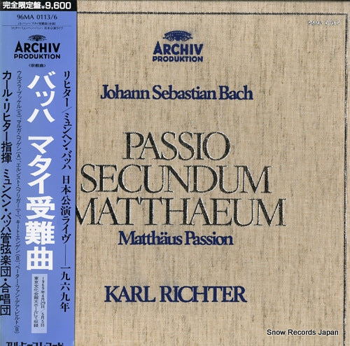 RICHTER, KARL bach; passio secundum matthaeum 96MA0113/6